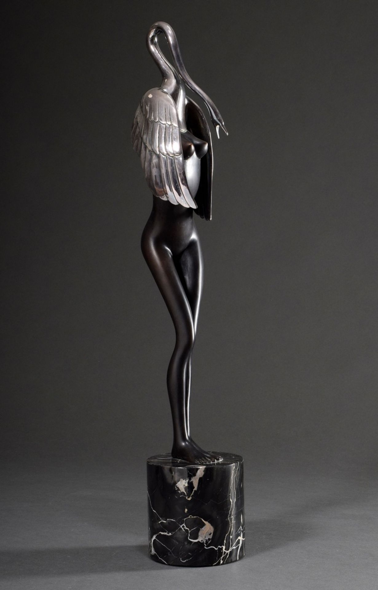 Bruni, Bruno (*1935) "Leda with the swan", bronze partly silvered, sign. and num. 26/1000, foundry 