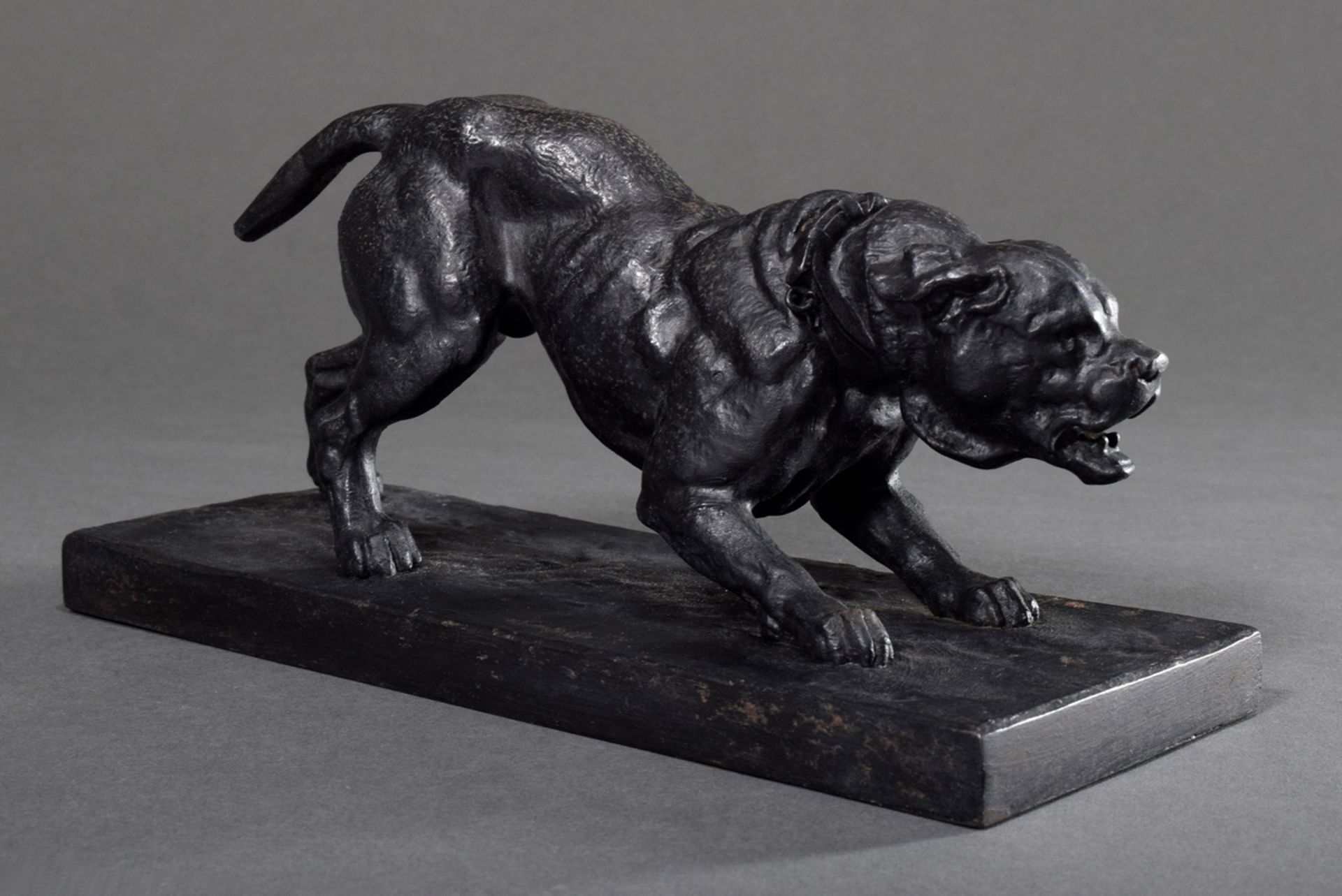 Demay, Germain (1819-1886) "Dogue de Bordeaux", iron casting, signed, 13,5x28,5x10,5cm, tail shorte - Image 2 of 5