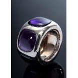 Breiter Pomellato "67" Sterling Silber 925 Ring mit 3 synthetischen Amethystcabochons, sign. Pomell