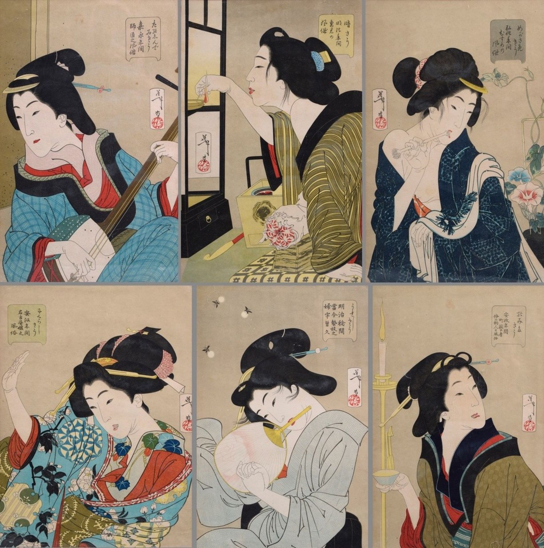 6 Yoshitoshi, Tsukioka (1839-1892) Colour woodblock prints from the series "Fûzoku sanjunisô" = 32 