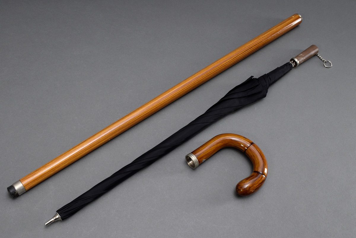 Modern functional stick with integrated umbrella, l. 90cm, small defects - Image 2 of 6