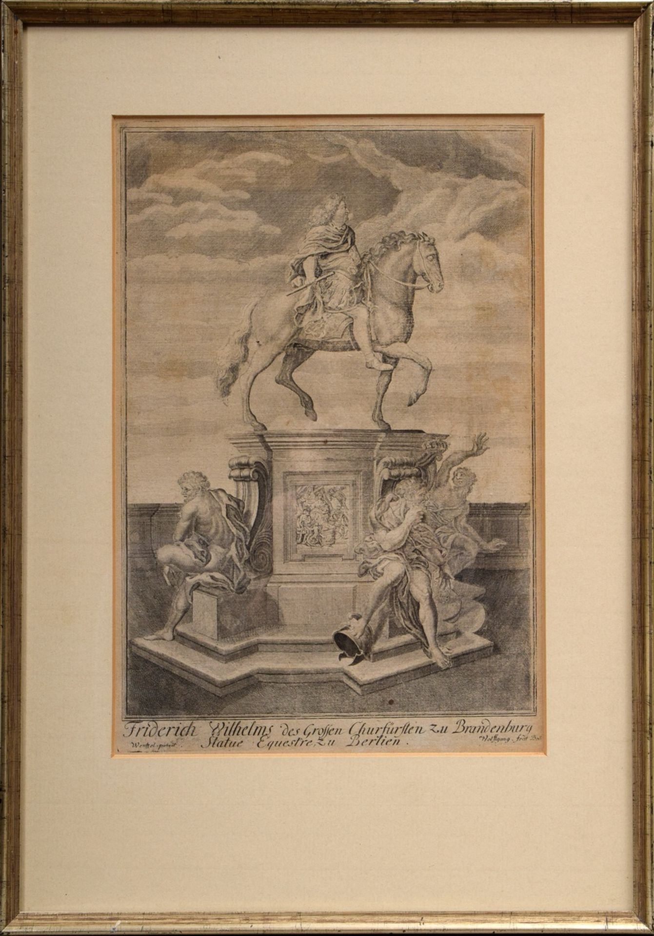 Wolfgang, Johann Georg (1662-1744) after Johann Friedrich Wentzel (1670-1729) "Reiterstandbild: Fri - Image 2 of 4