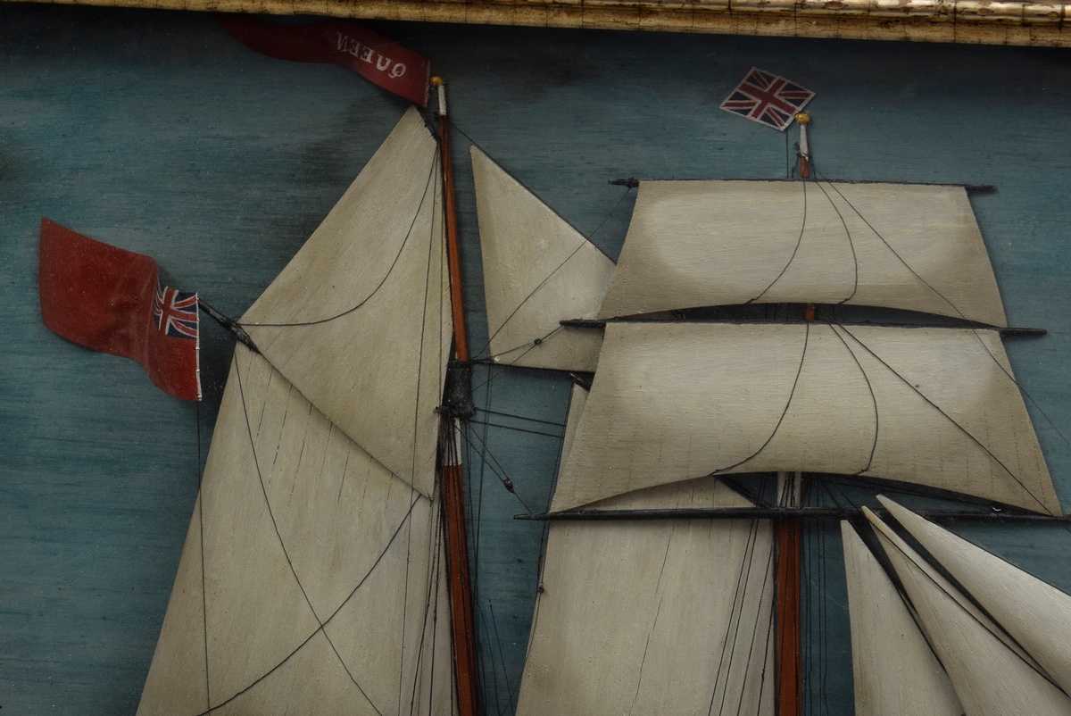 Diorama half-ship model "Queen", end of 19th c., 49,5x80cm, crack, small defects - Image 2 of 4
