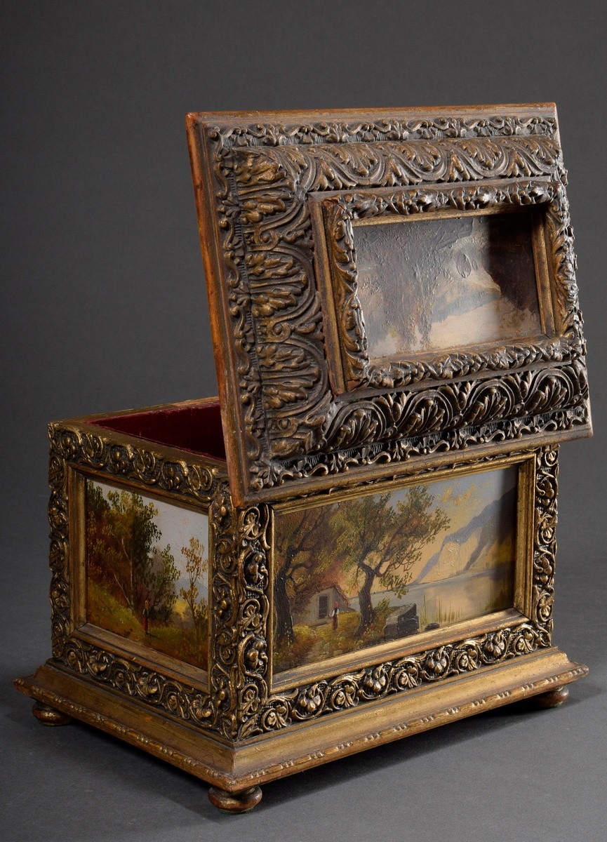 Opulent Historism wooden jewellery box with rich gilded relief decoration "tendrils and acanthus fo - Image 4 of 11