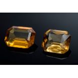 2 Ungefasste Citrine im Facettenschliff (zus. ca. 2.2ct, 15-17,8x12,8-13mm)