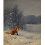 Deiker, Carl Friedrich (1836-1892) „Fuchs im Schnee“, Öl/Leinwand, u.l. sign., 54,8x45,5cm (m.R. 67