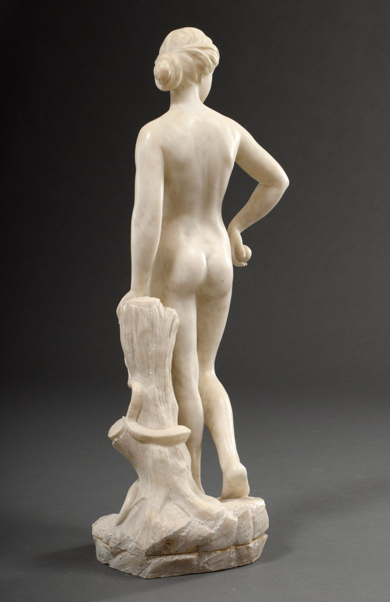 Unknown artist c. 1900/1910 "Eve with apple and snake", front inscribed: "Eve", marble, h. 71cm - Image 5 of 6