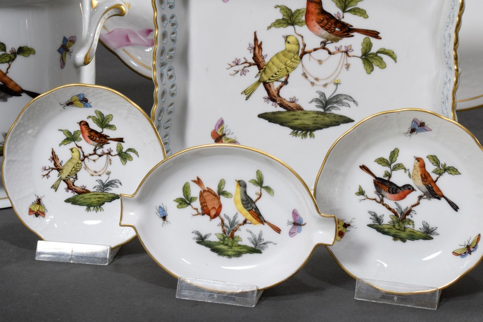 8 Various pieces of Herend "Rothschild" porcelain with polychrome painting "birds and insects" as w - Image 2 of 3