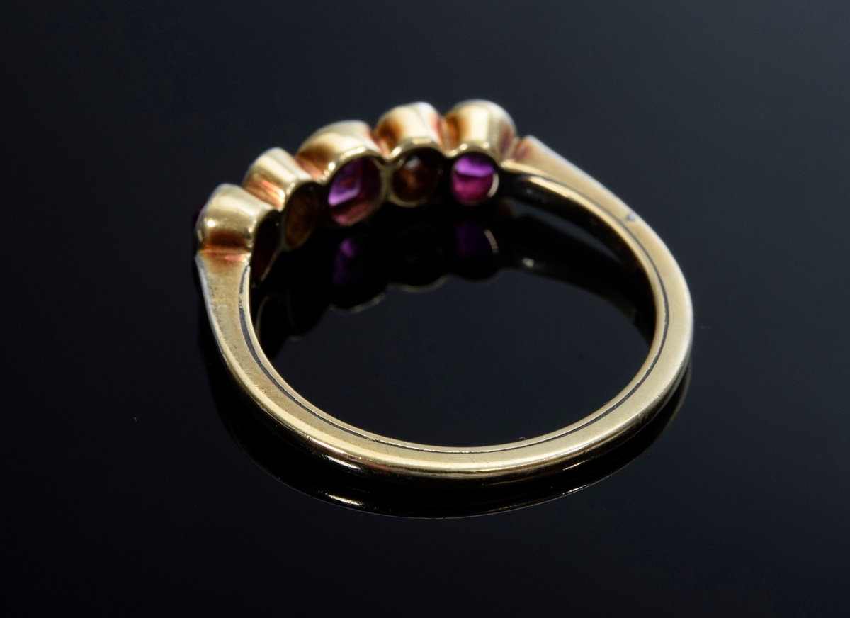 YG 585 pre-hoop ring with small diamond roses and 3 rubies, 2,5g, size 54 - Image 2 of 2