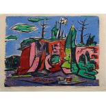 Drewes, Werner (1899-1985) "Roter Felsen" 1954, Farbholzschnitt, 14/20, u. sign./dat./num., WVZ Ros