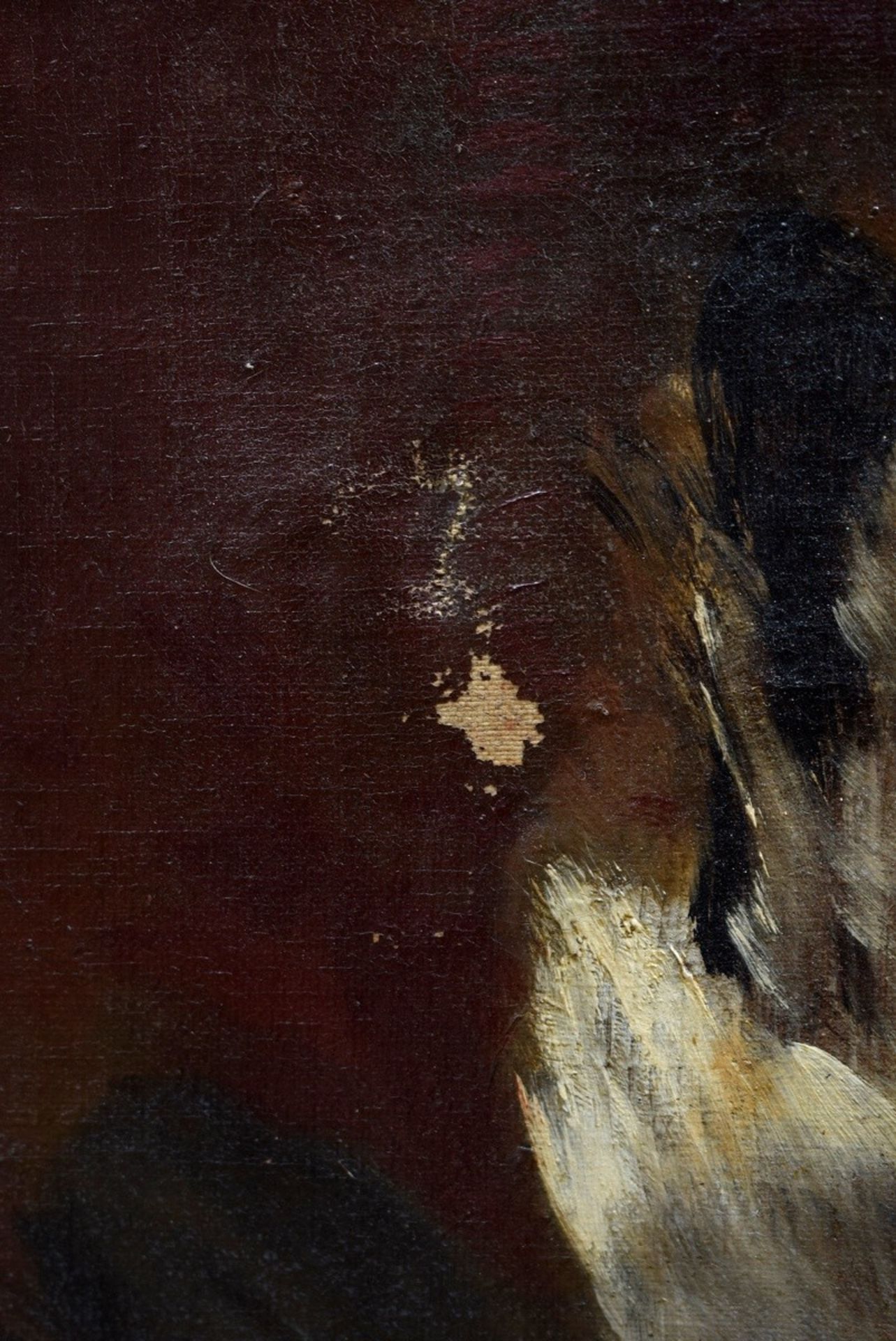 Unbekannter Maler um 1880 "Stillleben mit totem Reiher", Öl/Leinwand, u.r. unleserlich sign./dat.,  - Bild 6 aus 11