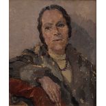 Tesdorpf-Edens, Ilse (1892-1966) "Damenportrait", Öl/Malpappe, u.l. sign., 51,5x42,5cm (m.R. 60x50,
