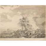 Moyreau, Jean (1690-1762) "Rast in Landschaft", Zustandsdruck (Betitelung/Schrift fehlt), nach Phil