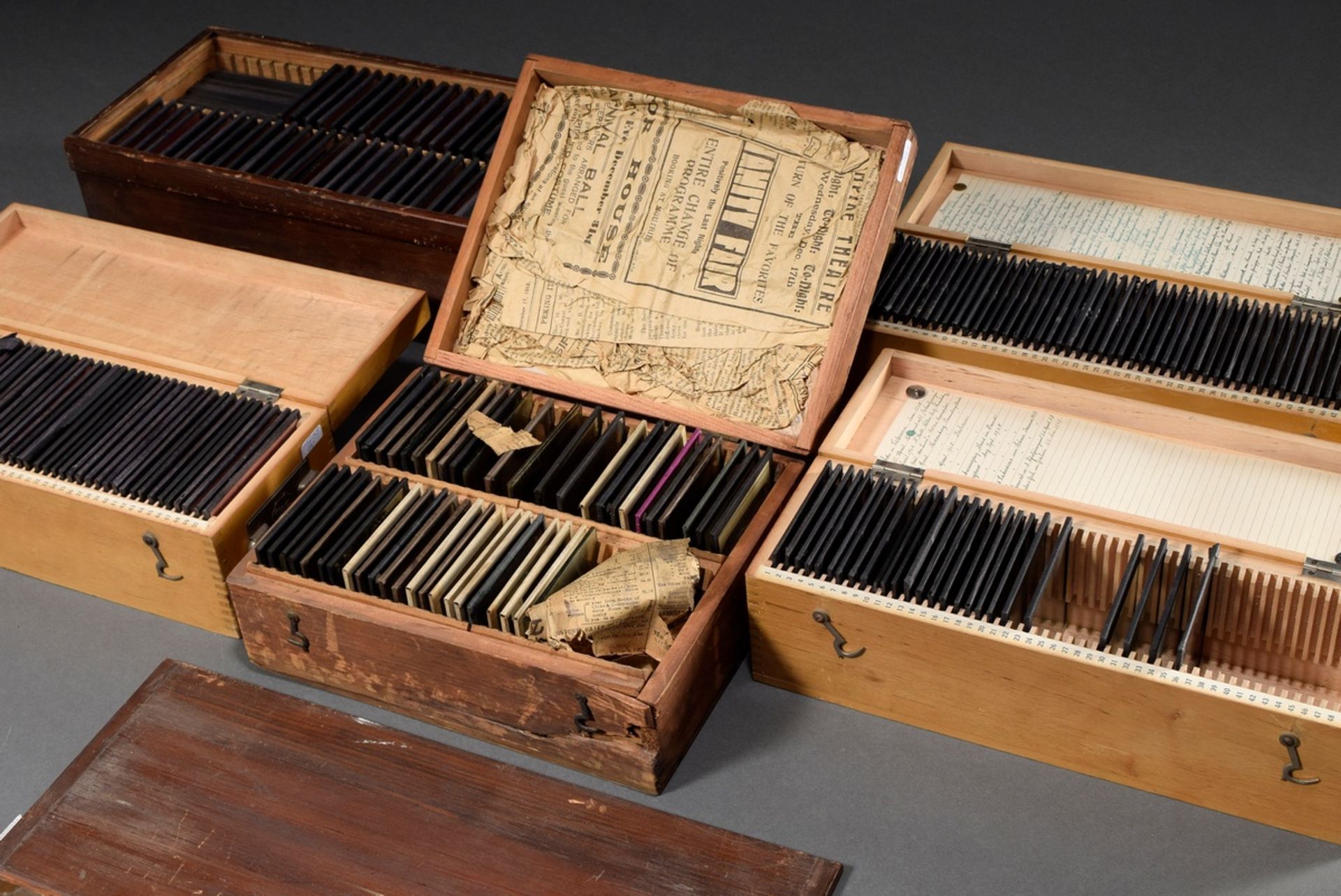 5 Various wooden boxes with approx. 274 glass slides, historical photographs of China and Europe fr - Image 7 of 13