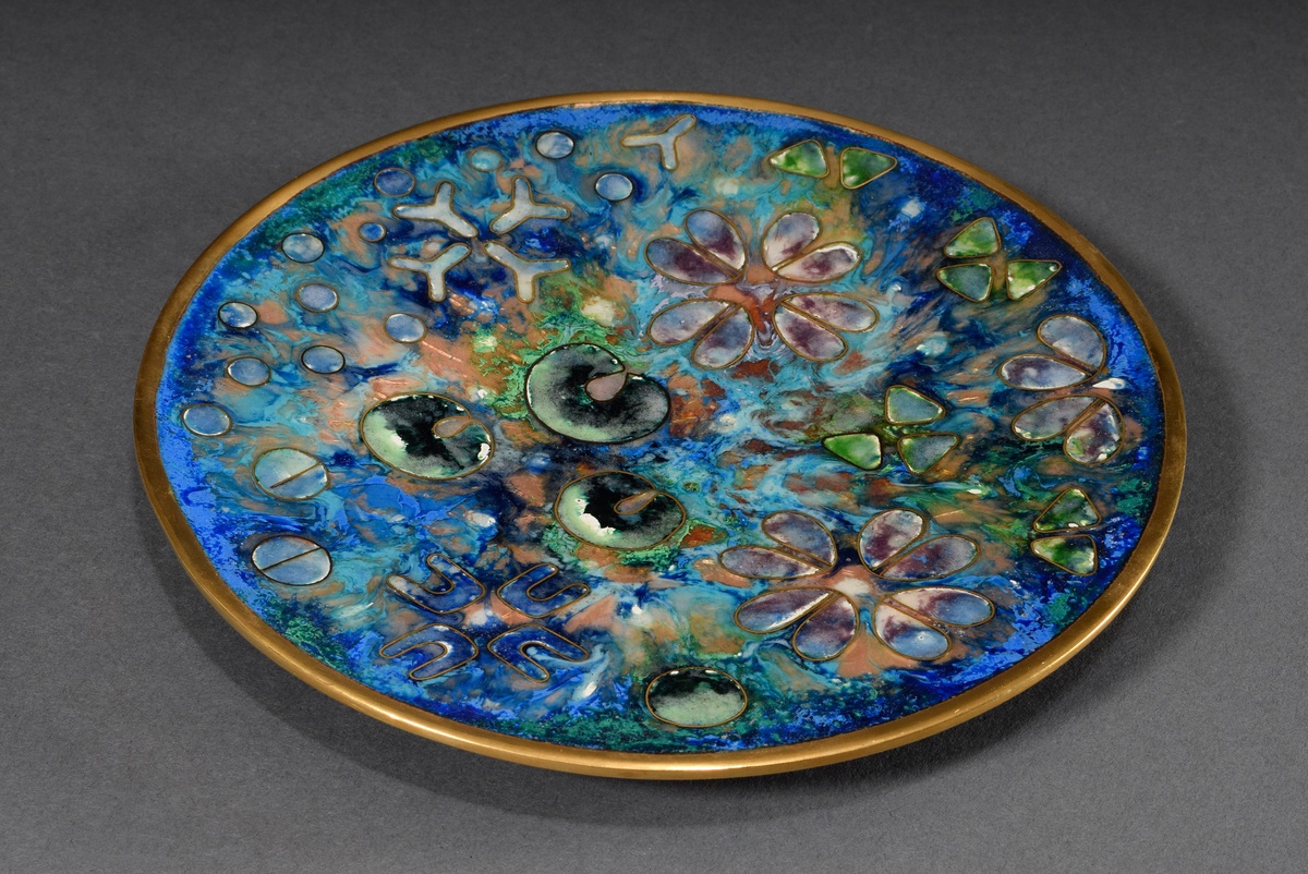 Sperschneider, Ragna (1928-2003) small plate with graphic pattern, copper with multicoloured enamel - Image 2 of 4