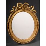 Vergoldeter Spiegel mit Schleifenbekrönung im Louis XVI Stil, 46x36cm, etw. defekt, berieben