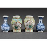4 Diverse chinesische Porzellan Miniaturvasen mit floraler Blaumalerei und Famille verte Dekoration