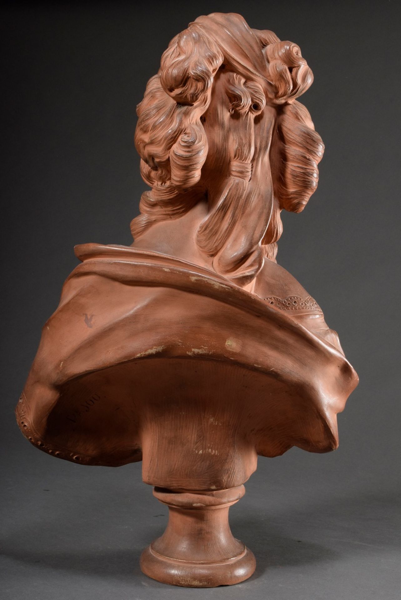 Life-size bust "Madame du Barry" (?) after Augustin Pajou (1730-1809), terracotta, inscribed on the - Image 2 of 8