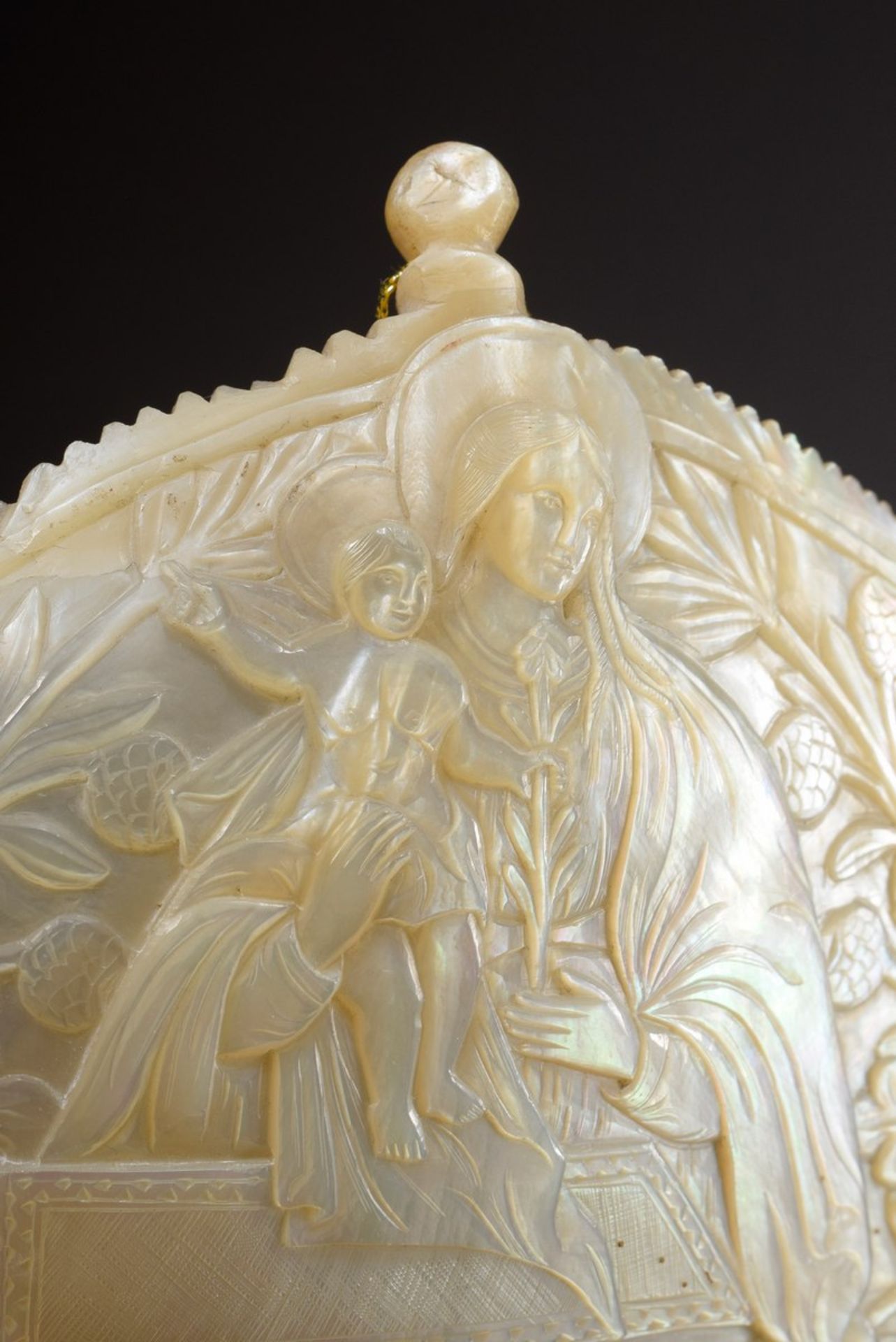 3 Various shell bowls with cut relief depictions of "Resurrection", "Mother of God with Child" and  - Image 5 of 7