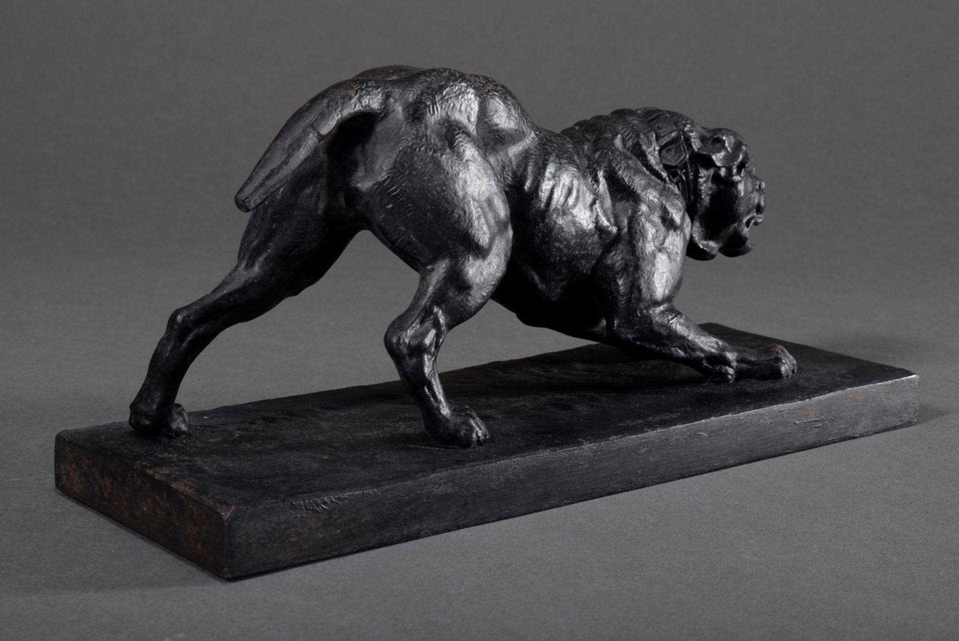 Demay, Germain (1819-1886) "Dogue de Bordeaux", iron casting, signed, 13,5x28,5x10,5cm, tail shorte - Image 3 of 5