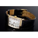Klassische GG 585 Art Deco Hamilton Armbanduhr, Handaufzug, kleine Sekunde, schwarzes Krokoarmband,
