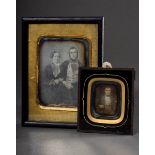 2 Various daguerreotypes: "Captain's portrait", studio H.H. Wulf, St.Pauli/Hbg., verso adhesive lab