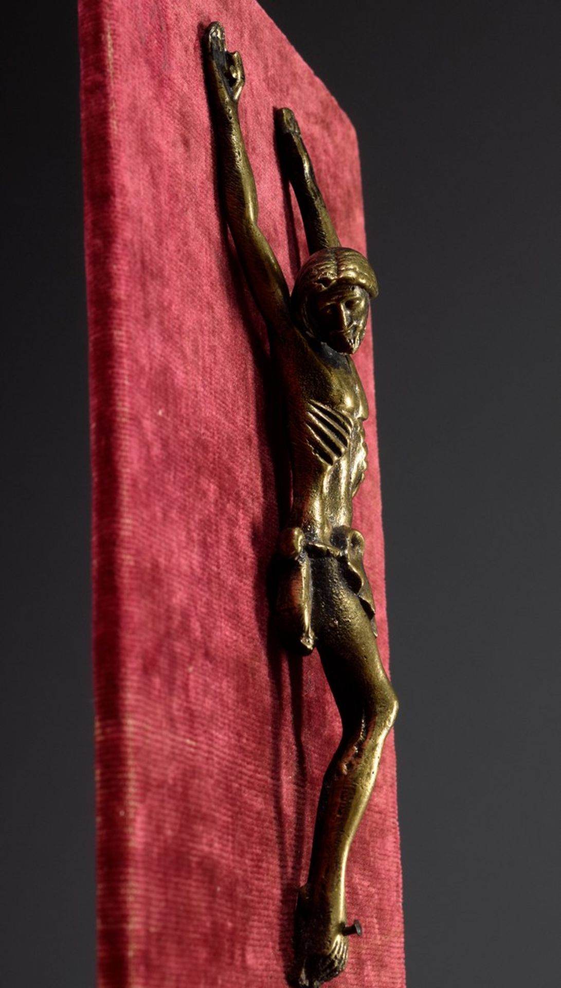 Small "Corpus Christi" (three-nail type) with arms stretched far upwards and head inclined to the r - Image 3 of 4