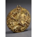 Doppelseitiges Amulett mit Relief „Heiliger Georg“ und „Muttergottes“, Bronze feuervergoldet, Mitt