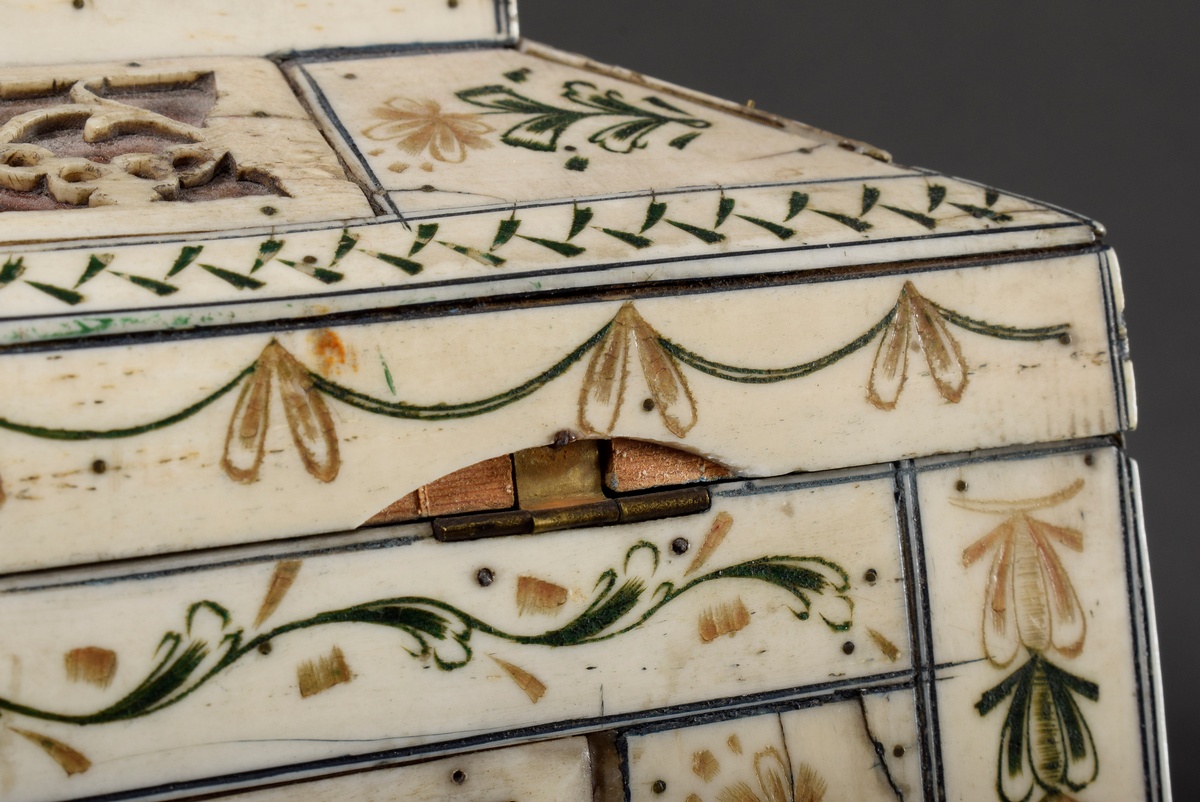 Finely sawn Arkhangelsk casket with stepped hinged lid and rectangular body on feet, engraved whale - Image 6 of 19