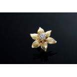 GG 585 Blüten Pin mit Brillant (ca. 0.20ct/VSI/W), 1,8g, Ø 1,5cm