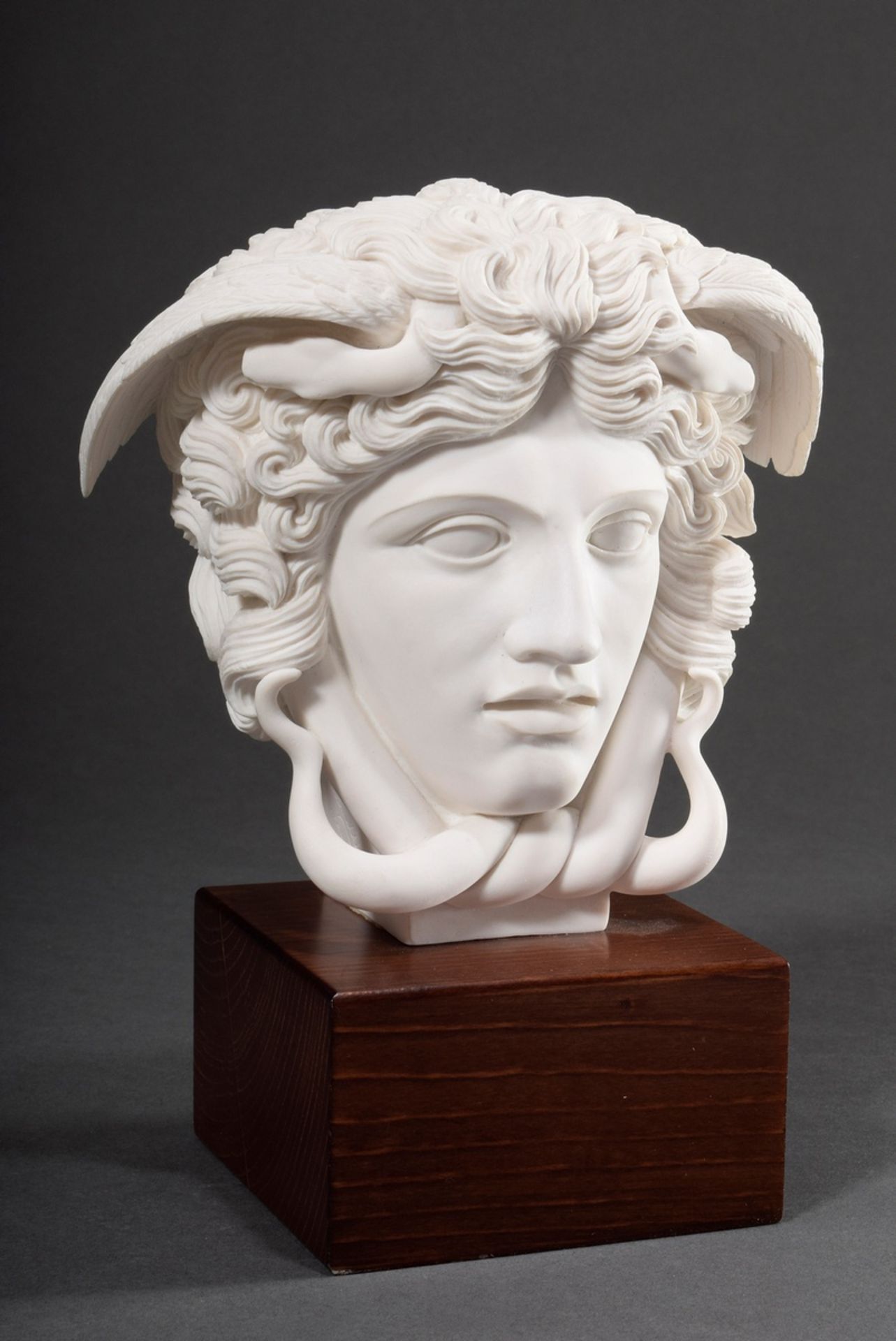 Museum copy "Head of Medusa - Roman copy of a statue of Athena by Phidias", artificial marble polym