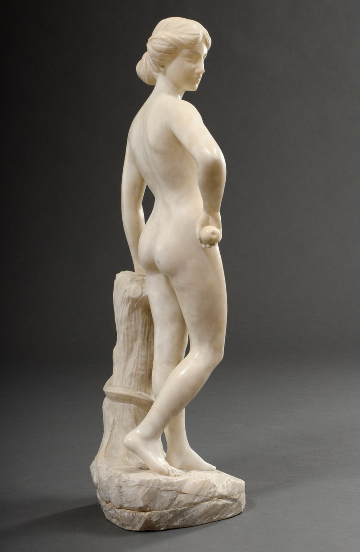 Unknown artist c. 1900/1910 "Eve with apple and snake", front inscribed: "Eve", marble, h. 71cm - Image 4 of 6