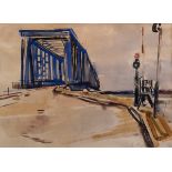 Stegemann, Heinrich (1888-1945) "Elbbrücke" 1927 (?), Aquarell/Bleistift, u.r. sign./dat., 42,5x58c