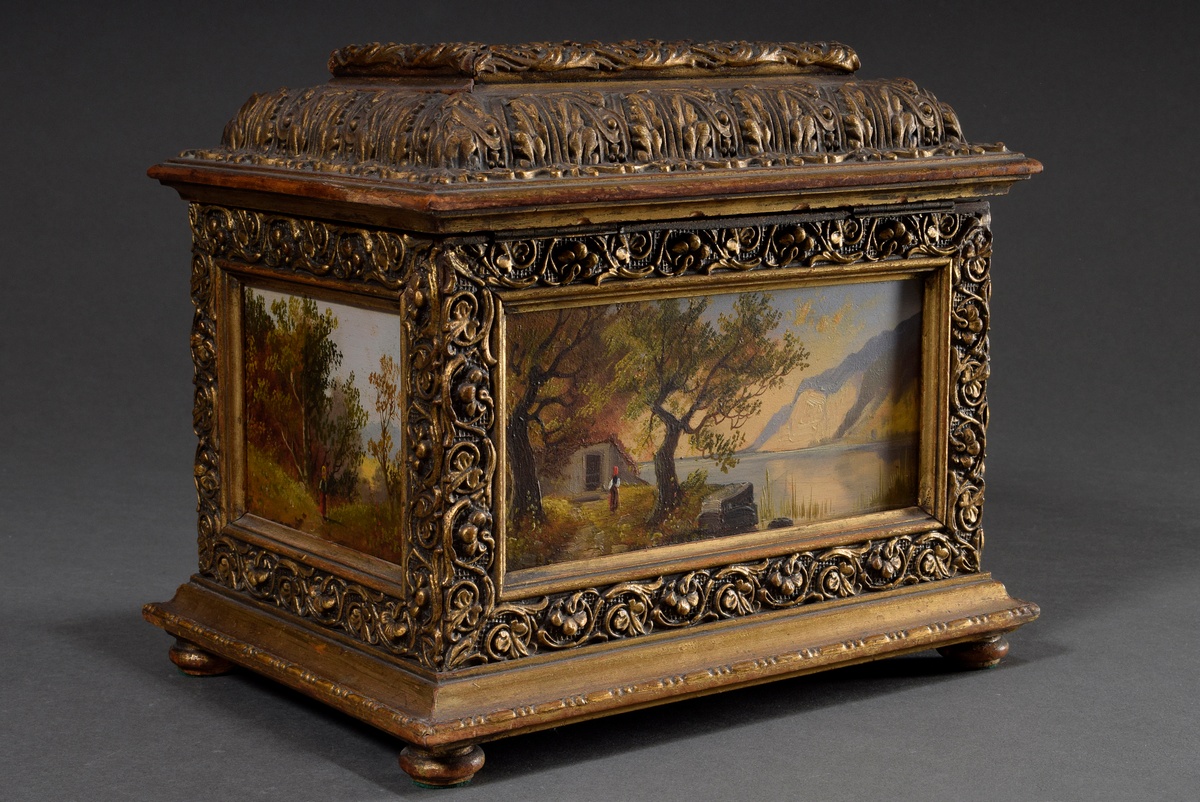 Opulent Historism wooden jewellery box with rich gilded relief decoration "tendrils and acanthus fo - Image 2 of 11