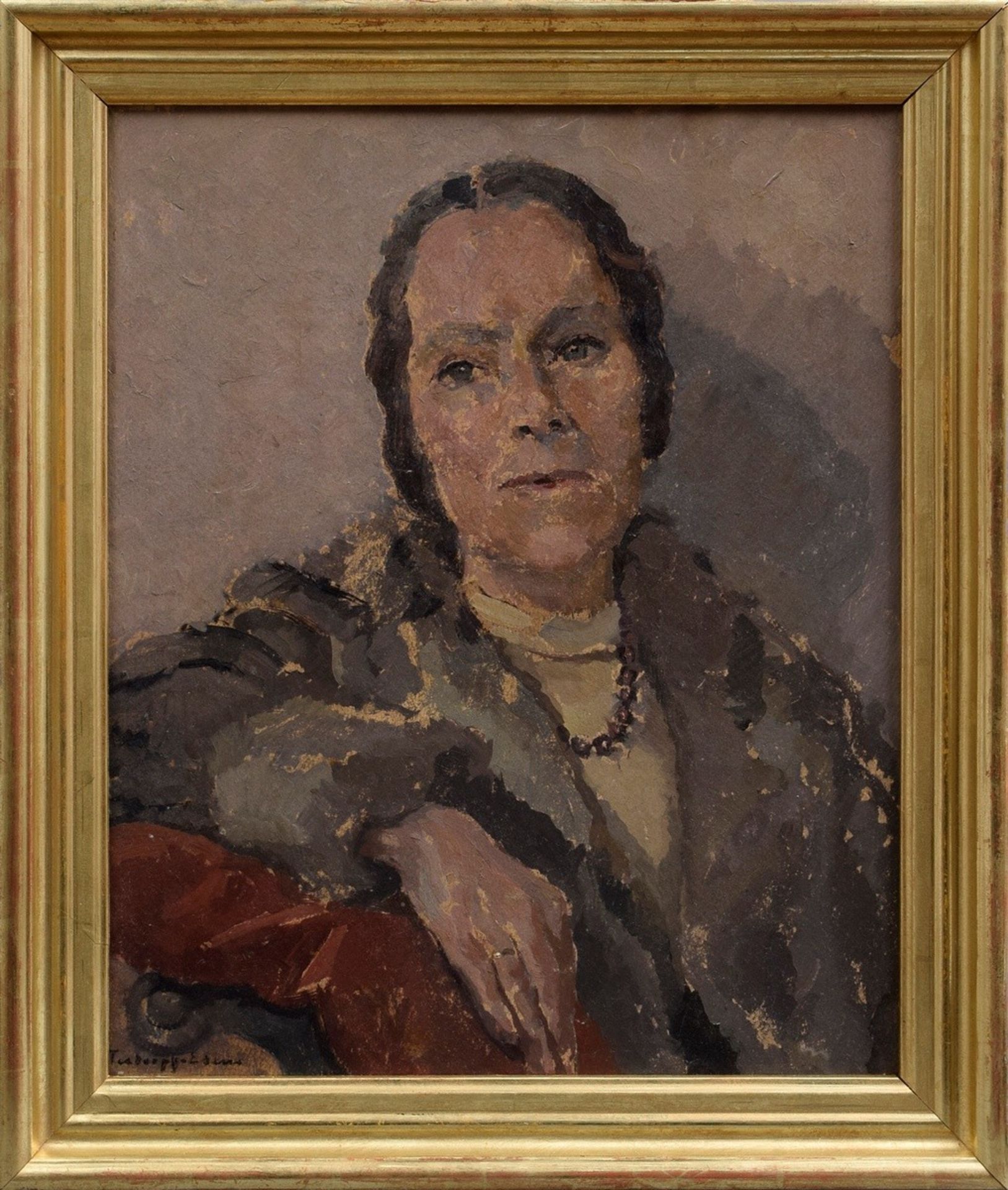 Tesdorpf-Edens, Ilse (1892-1966) "Damenportrait", Öl/Malpappe, u.l. sign., 51,5x42,5cm (m.R. 60x50, - Bild 2 aus 4