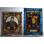 2 Diverse Bleiverglasungen mit figürlichen Darstellungen "Uodo Giestaz von Ösch und sin Husfrow 160