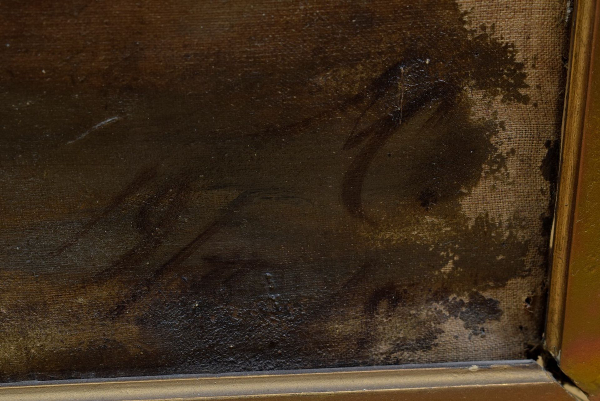 Unbekannter Maler um 1880 "Stillleben mit totem Reiher", Öl/Leinwand, u.r. unleserlich sign./dat.,  - Bild 4 aus 11