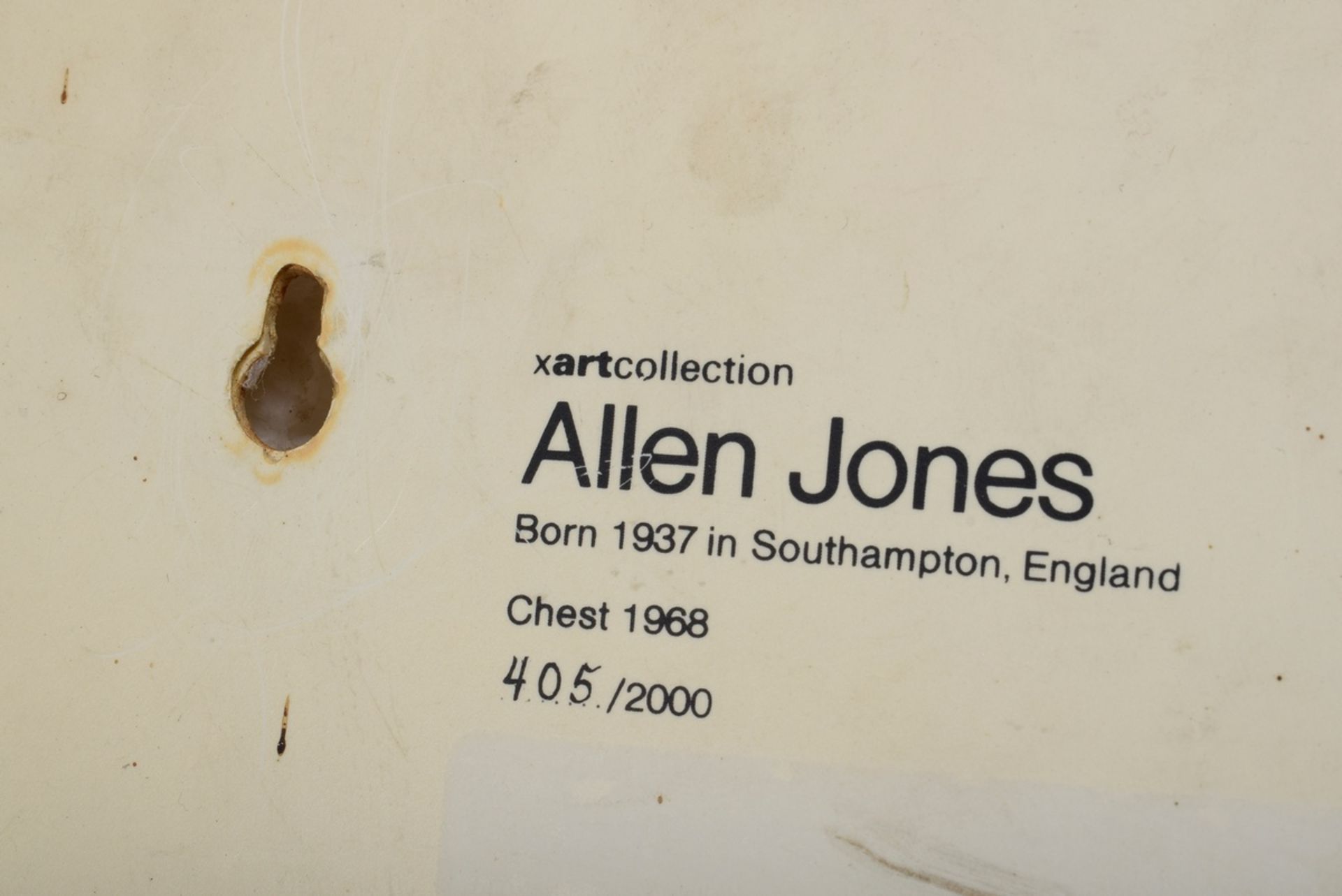 Jones, Allen (*1937) "Chest" 1968, plastic multiple, 405/2000, x art collection, verso inscribed/nu - Image 3 of 5