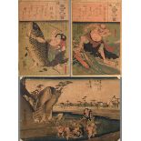 3 Diverse Farbholzschnitte: 2x Kuniyoshi, Utagawa (1797-1861) "Poet/Gedicht Nr. 13 und 17" aus der