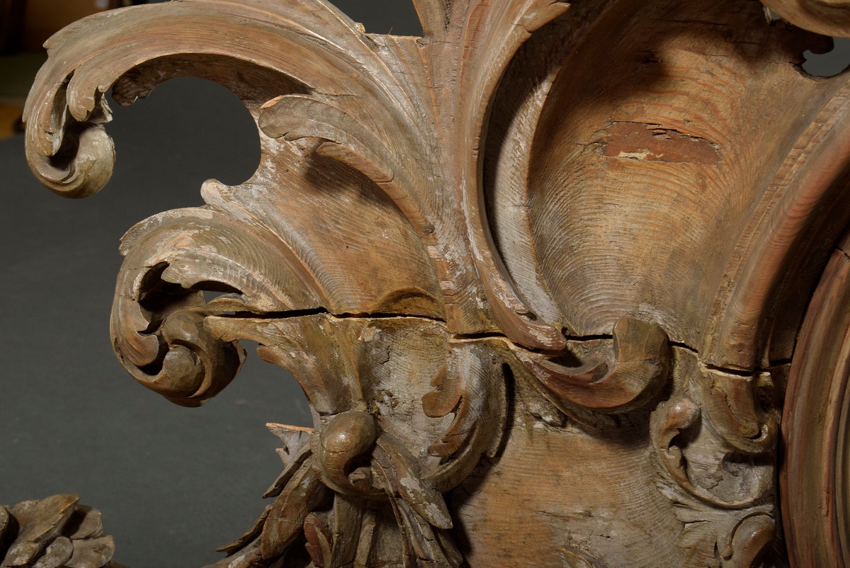 Large carved supraport with central tondo cut-out in floral framing, probably France, 2nd half 19th - Image 8 of 11