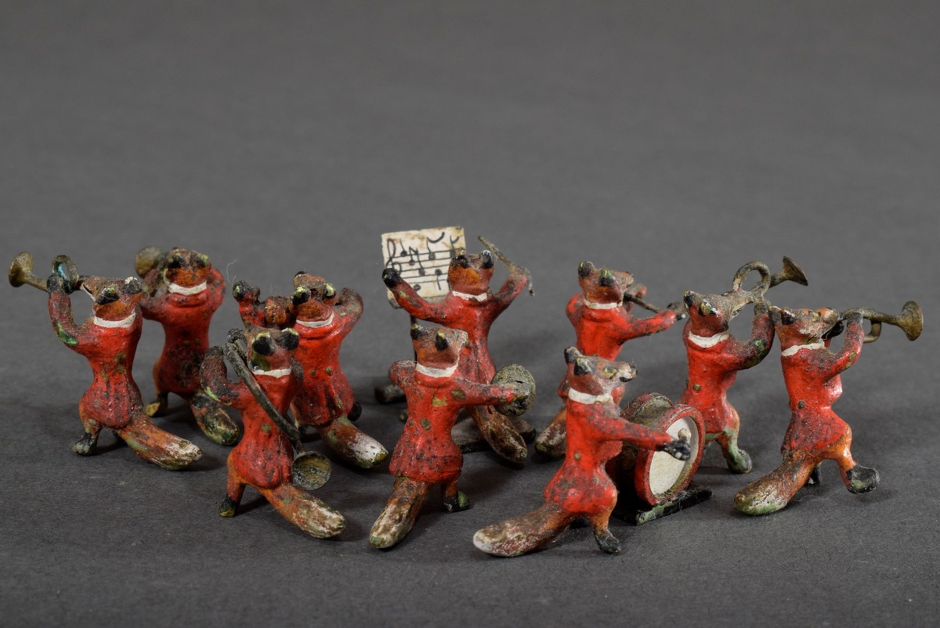 10 pieces Viennese bronze "Fox Chapel", colourfully painted, h. 2,5-3cm, slightly soiled, partially - Image 5 of 5