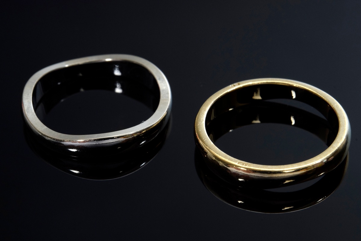 Pair of Cartier YG/WG 750 twin rings, sign. Cartier, 4,6g, size 44 - Image 2 of 2