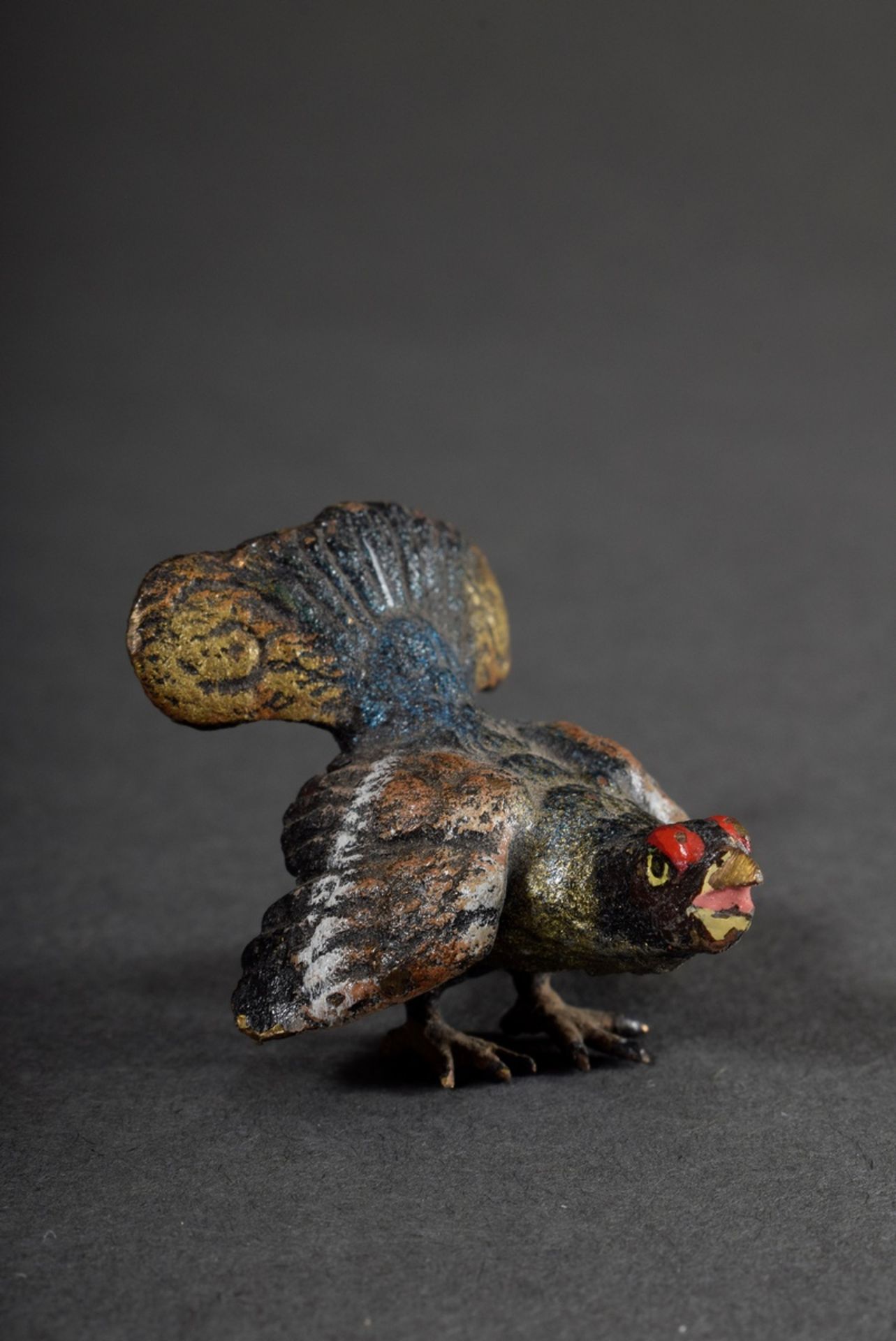 5 Various Viennese bronze "birds": partridge, eagle owl, pheasant, capercaillie and mallard, colour - Image 3 of 6