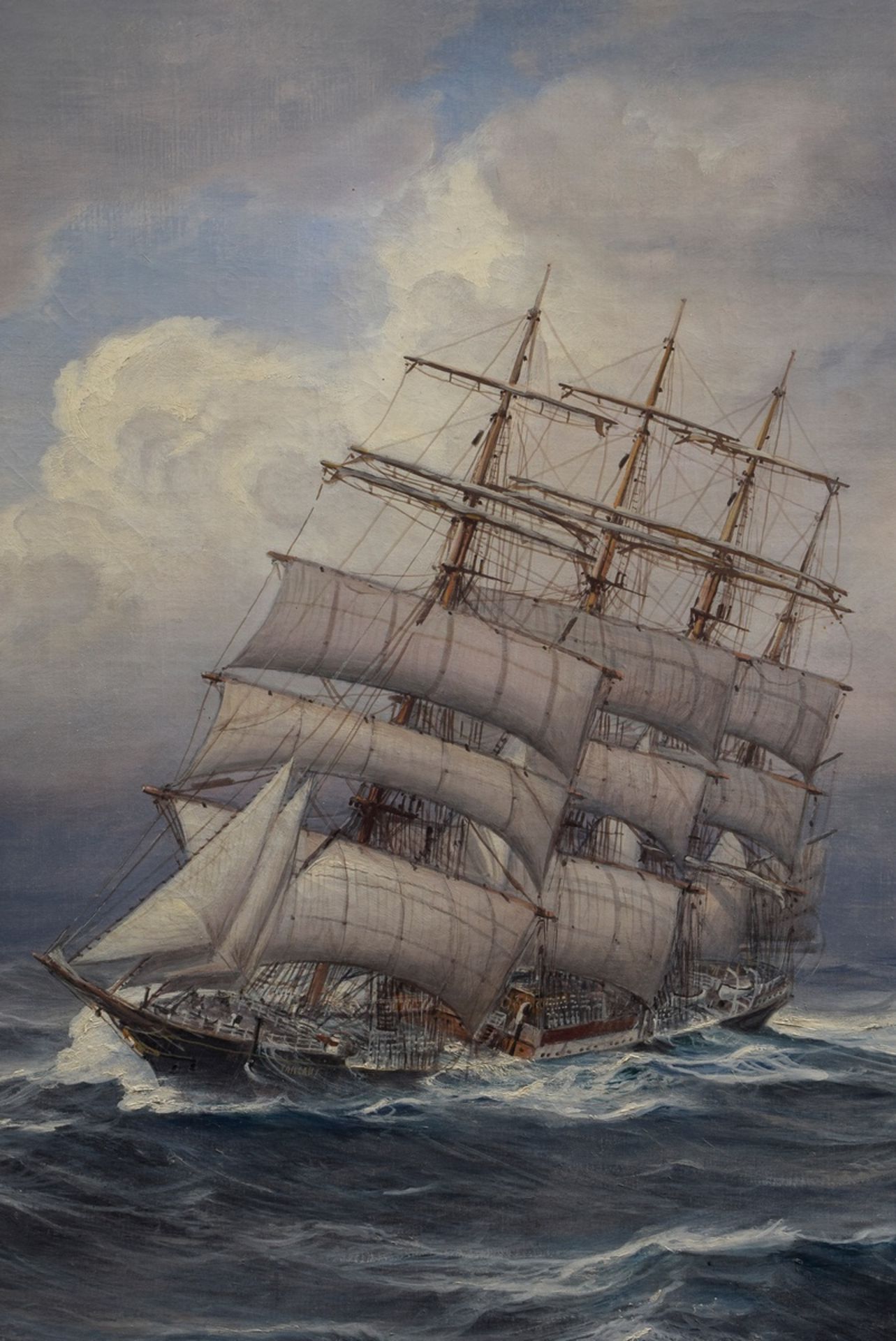 Holst, Johannes (1880-1965) " Four-Masted Barque Pangani" 1945, oil/canvas, b.l. sign./dat., verso  - Image 3 of 7