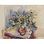 Wohlwill, Gretchen (1878-1962) „Herbststillleben in brauner Vase“, Aquarell, u.r. sign., im Passepa