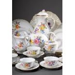 31 Teile Meissen Kaffee-Teeservice „Feldblume“, bestehend aus: 1 Kaffeekanne (H. 28cm), 1 Teekanne