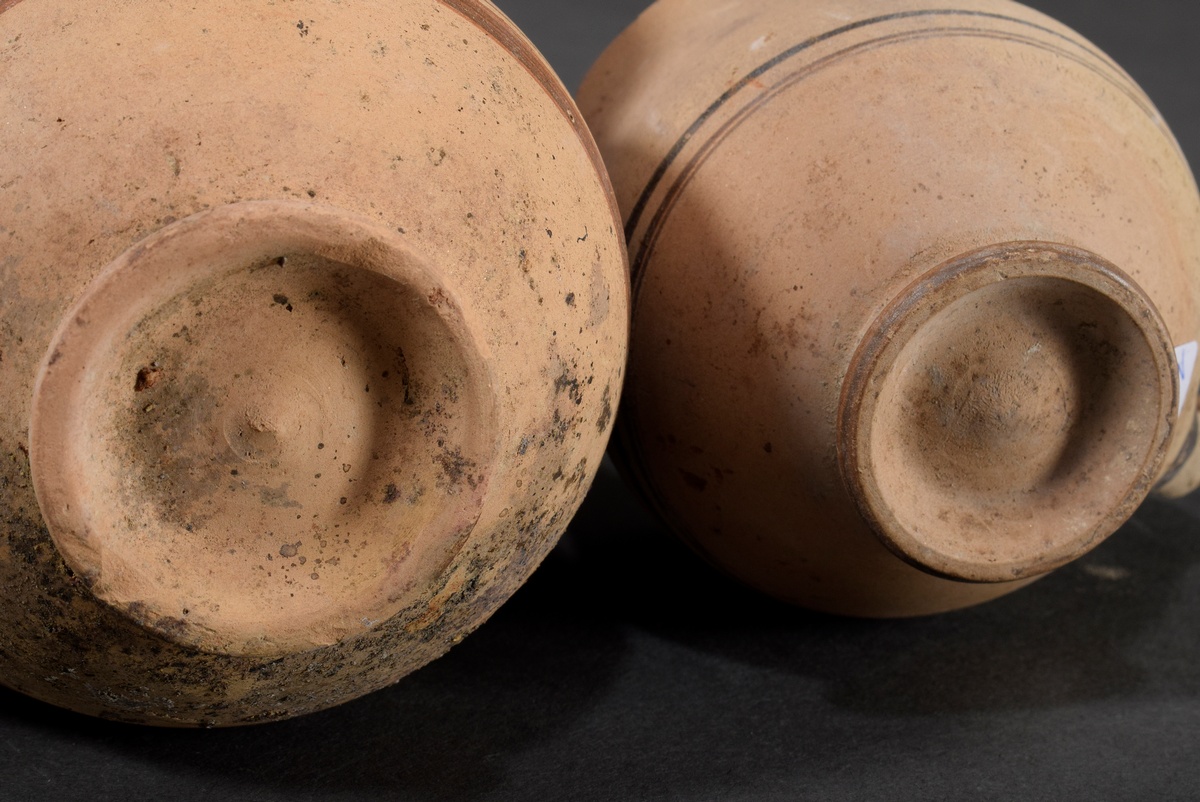 2 Various Hellenistic handle cups, reddish clay with black painting, partly with earth adhesion, 4t - Image 4 of 4