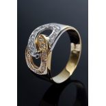 Moderner GG/WG 585 Knotenring mit Achtkantdiamanten (zus. ca. 0.10ct/SI/TCR), 3g, Gr. 55