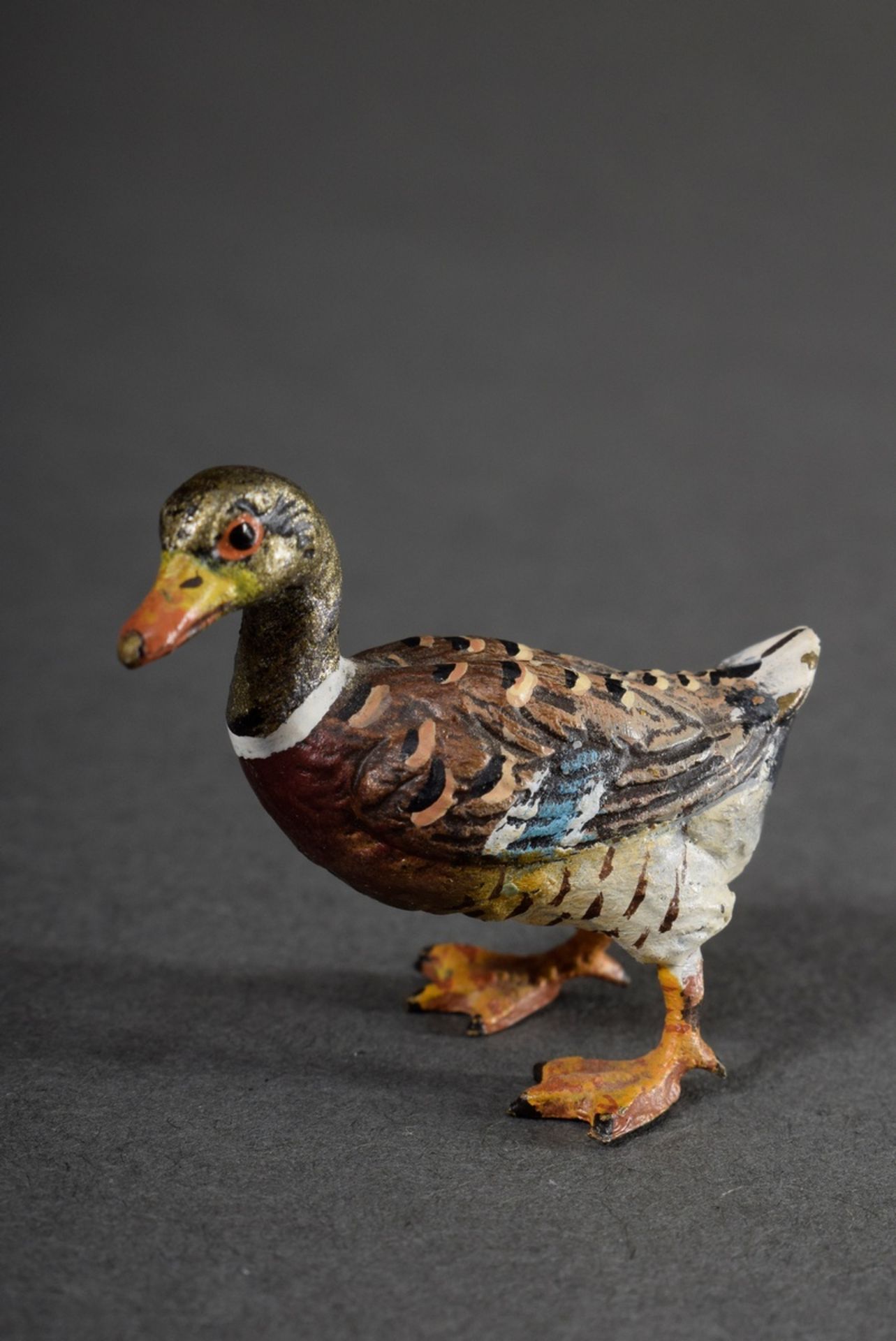 5 Various Viennese bronze "birds": partridge, eagle owl, pheasant, capercaillie and mallard, colour - Image 2 of 6