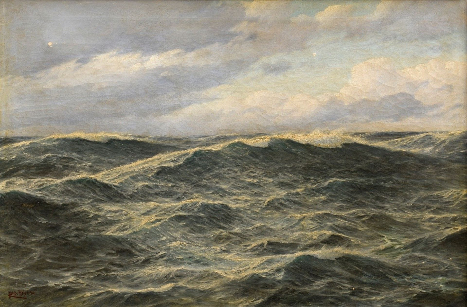 Holst, Johannes (1880-1965) " Swell under cloudy sky" 1910, oil/canvas, b.l. sign./dat., 66x100cm (